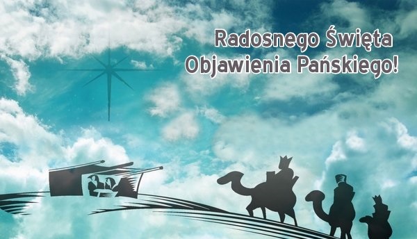 Błękitna kartka radosnego święta objawienia Pańskiego